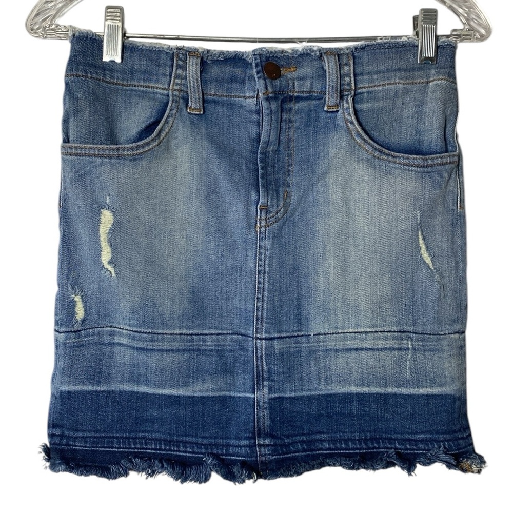 J Brand Lela Denim Mini Skirt Women’s 25 Blue Distressed Y2K Grunge Hippie Boho